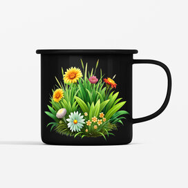  Smaltovaný hrnček, Poľné kvety, 350ml