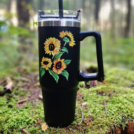 Termohrnček Slnečnica, 900 ml, čierna