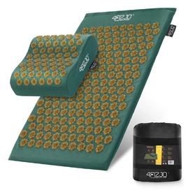 Akupresúrna podložka s vankúšom 68×42, zeleno-zlatá 