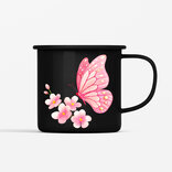  Smaltovaný hrnček Motýľ a kvety, 350ml