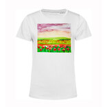 Dámske BIO tričko Krajinomaľba pole červeného maku 