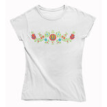 Dámske BIO tričko červený kvet ornament 