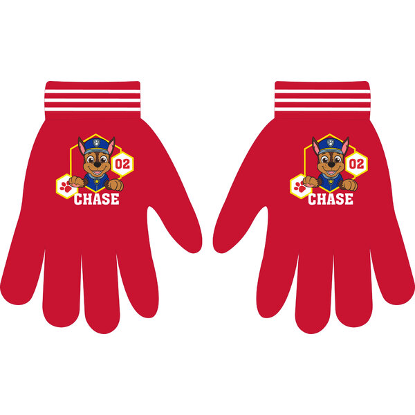 Detské zimné rukavice paw patrol – chase, červené (univerzálna veľkosť) - 77164_85594
