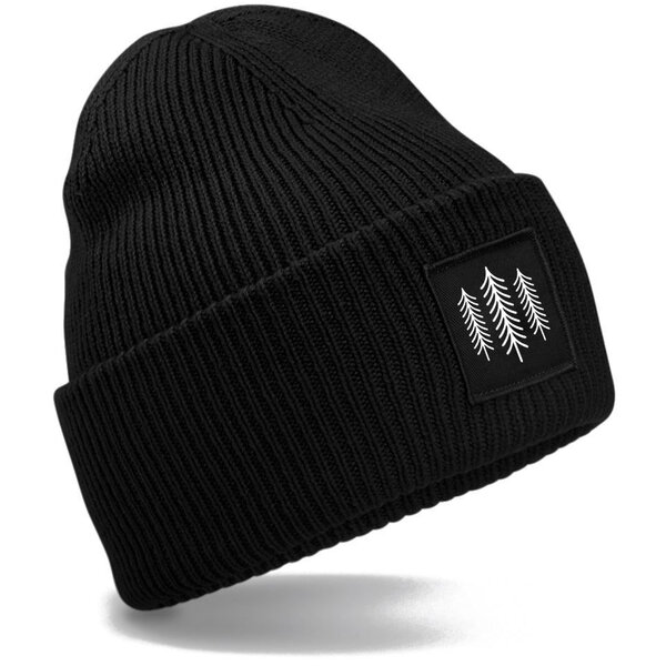 Čiapka štvorec tri stromy - ciapka-stromy-cierna