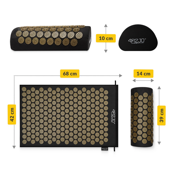 Classic set akupresúrna podložka s vankúšikom čierno-zlatá - Bez názvufffff