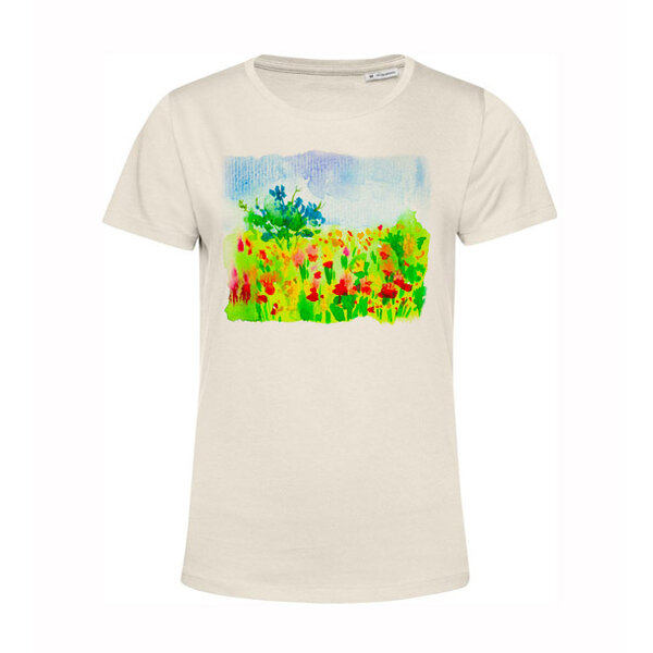 Dámske bio tričko krajinomaľba červený raj - bio-tricko-krajomalba