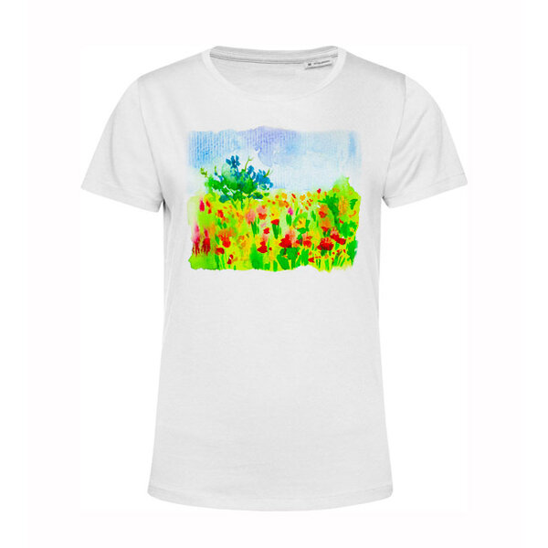 Dámske bio tričko krajinomaľba červený raj - tricko-ahooy