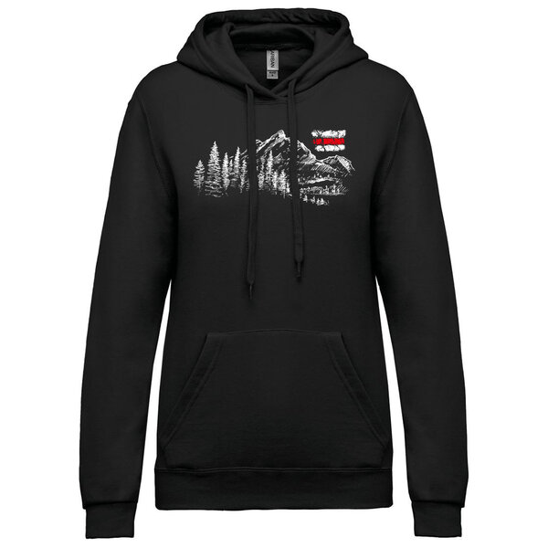 Dámska mikina s kapucňou hora a turistická značka - damska-mikina-hora-a-turisticka-znacka