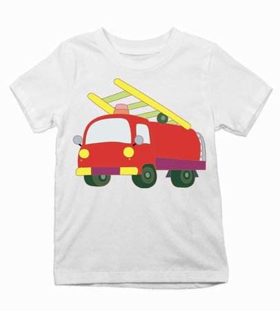 poziarnik-tricko-s-potlacou Detské tričko kreslené hasičské auto - poziarnik-tricko-s-potlacou