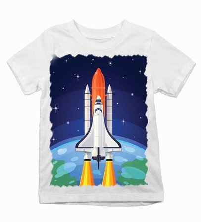 reketoplan-vesmir-zemegula Detské tričko raketoplán vo vesmíre farebný - reketoplan-vesmir-zemegula