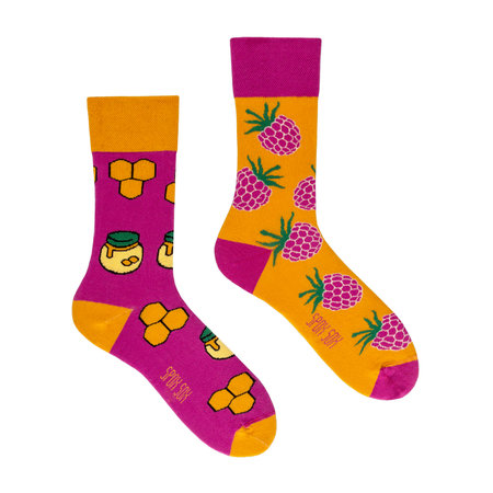 miod_malina-kolorowe-smieszne-skarpetki-casual-Spox-Sox_K Veselé ponožky maliny a medík - miod_malina-kolorowe-smieszne-skarpetki-casual-Spox-Sox_K